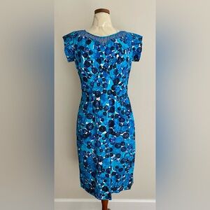 VINTAGE 1960's Handmade Blue Dinner Dress Size 8